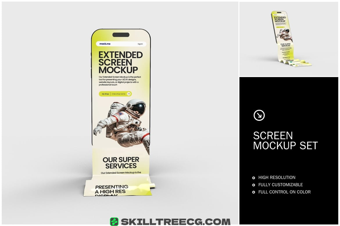 Long Scroll Extended Screen Smartphone Mockup Set（130412）-技能树